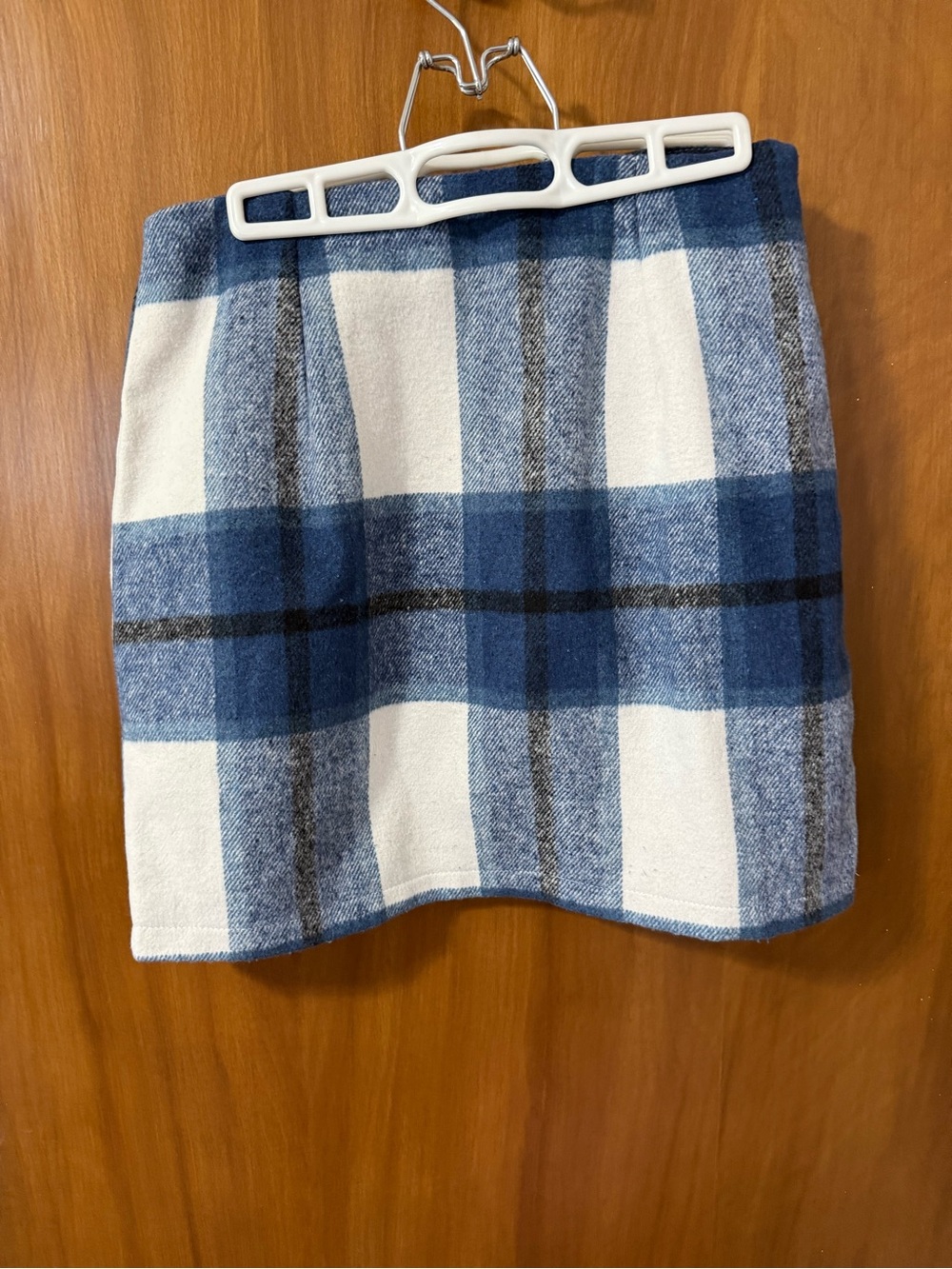 Blue and White Plaid Mini Skirt